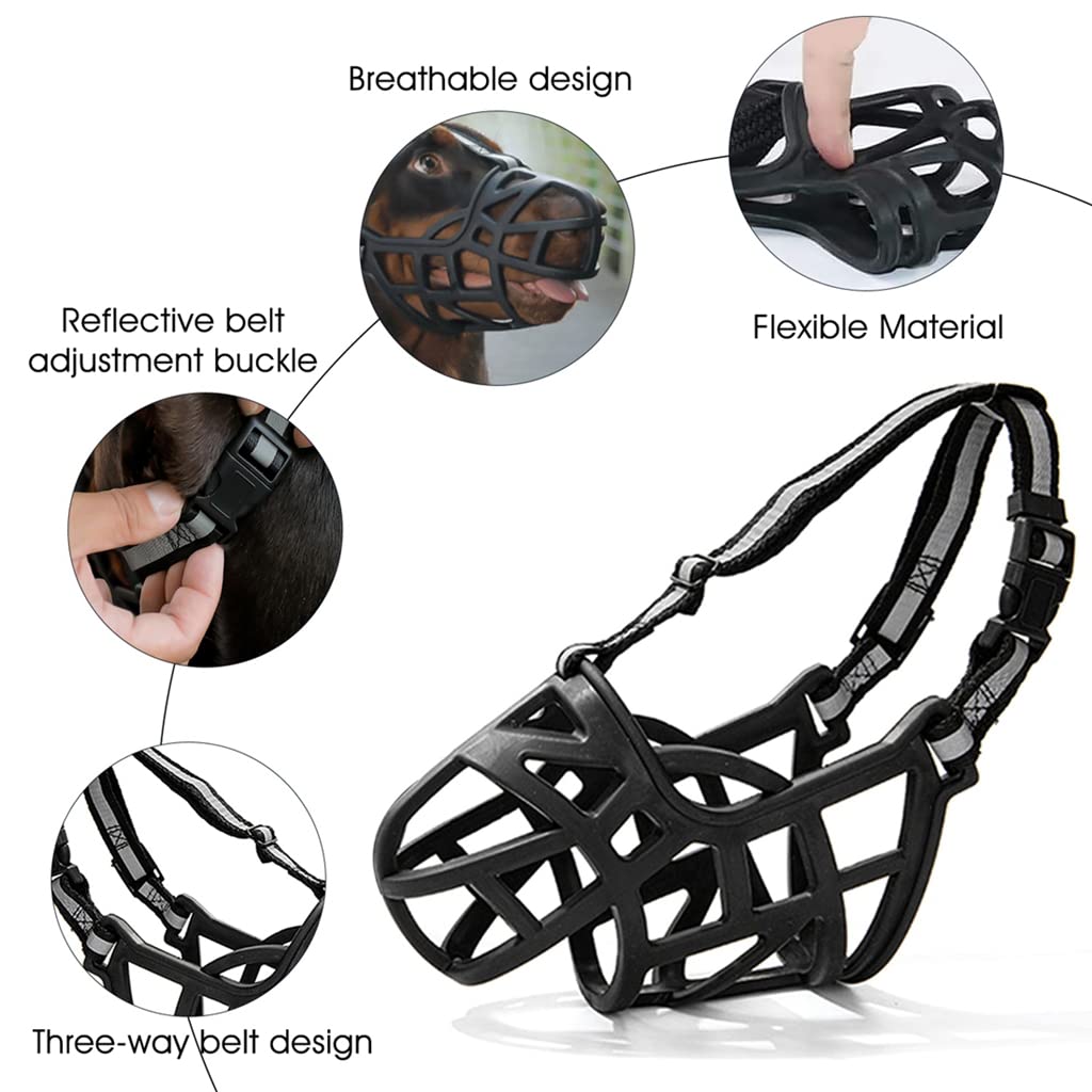 Qpets Muzzle for Dog,Dogs Muzzle Safe TPE Material,No Affect to Drink Water,Safe Reflective Strip Design,Dog Muzzle for Dobermann Dog Muzzle for Training Fierce Dog,Aggressive Dogs,Large Sized Dog(L) Qpets Muzzle for Dog,Dogs Muzzle Safe TPE Material,No Affect to Drink Water,Safe Reflective Strip Design,Dog Muzzle for Dobermann Dog Muzzle for Training Fierce Dog,Aggressive Dogs,Large Sized Dog(L)
